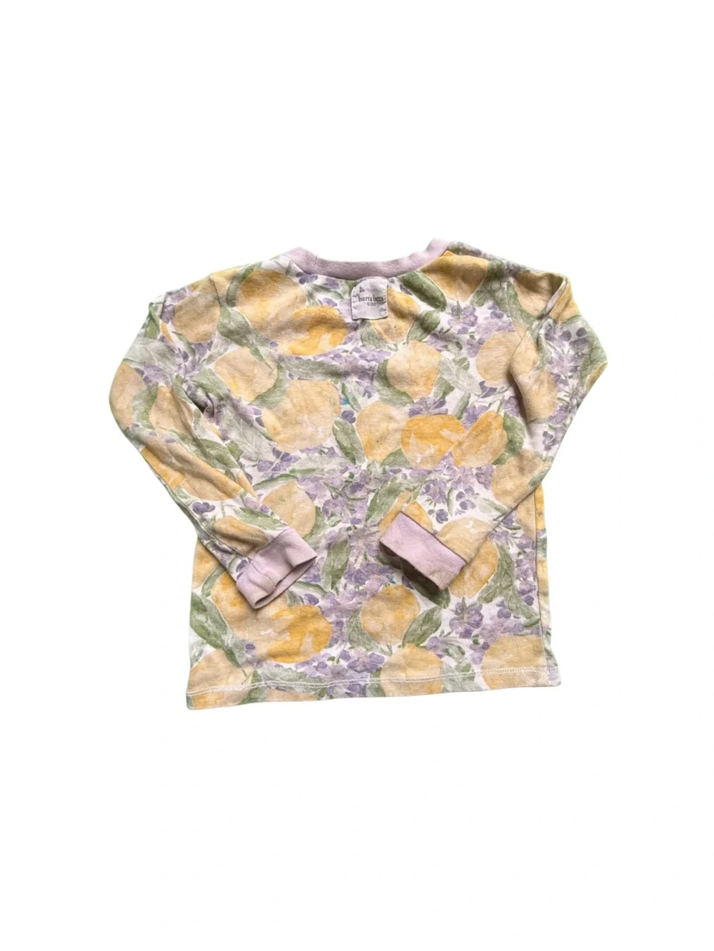 🐝 Burt's Bees Baby Pastel Lavender Lemon Print Long Sleeve Pajama Top 4T